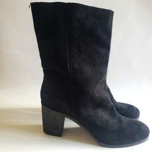 Rachel Comey Black Suede Stacked Heel Booties Short Boots 8.5